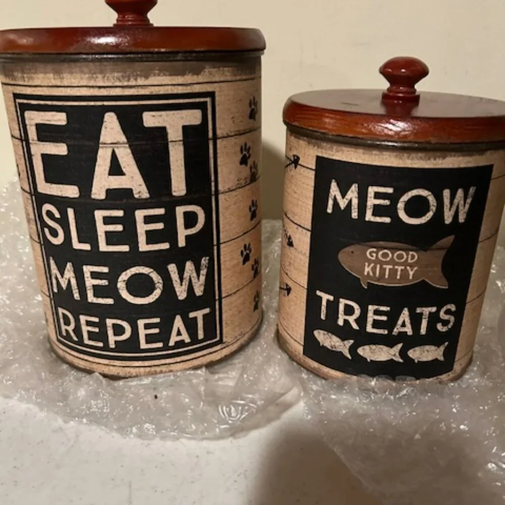 New Kitty Storage Treat Canister Set - 2
